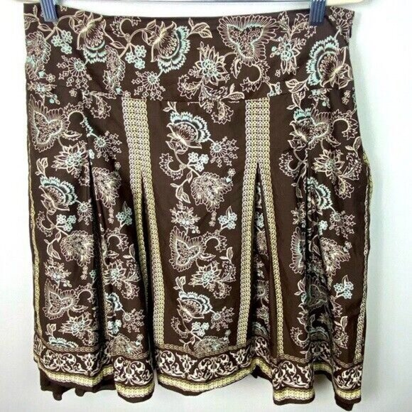 Esprit Brown Floral Print Skirt Tulle Boho Womens Size 12 Bohemian Layering Mini - Picture 4 of 12